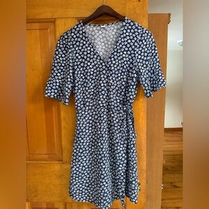 Old Navy Floral Wrap Dress - Blue and White